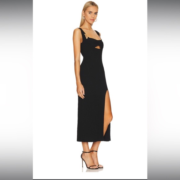 Faida Double Rings Rib Knit Midi Dress in Black - NICHOLAS - Picture 1 of 3